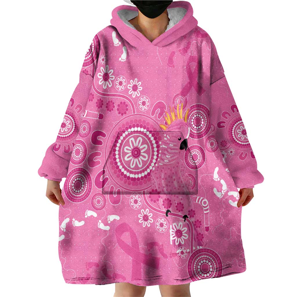 Pink Ribbon Australia Wearable Blanket Hoodie Breast Cancer Awareness Aboriginal Cacatua leadbeateri - Vibe Hoodie