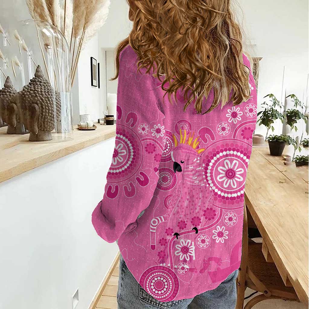 Pink Ribbon Australia Women Casual Shirt Breast Cancer Awareness Aboriginal Cacatua leadbeateri - Vibe Hoodie