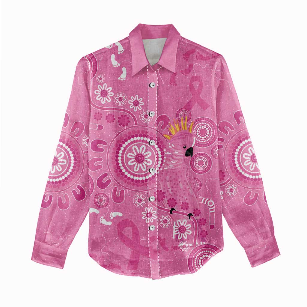 Pink Ribbon Australia Women Casual Shirt Breast Cancer Awareness Aboriginal Cacatua leadbeateri - Vibe Hoodie