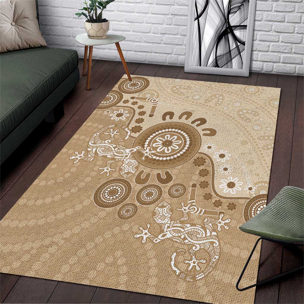 Beige Lizards Australia Area Rug Boomerang Indigenous Art - Vibe Hoodie