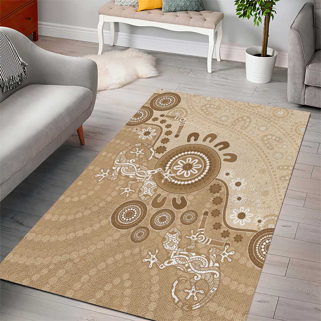 Beige Lizards Australia Area Rug Boomerang Indigenous Art - Vibe Hoodie