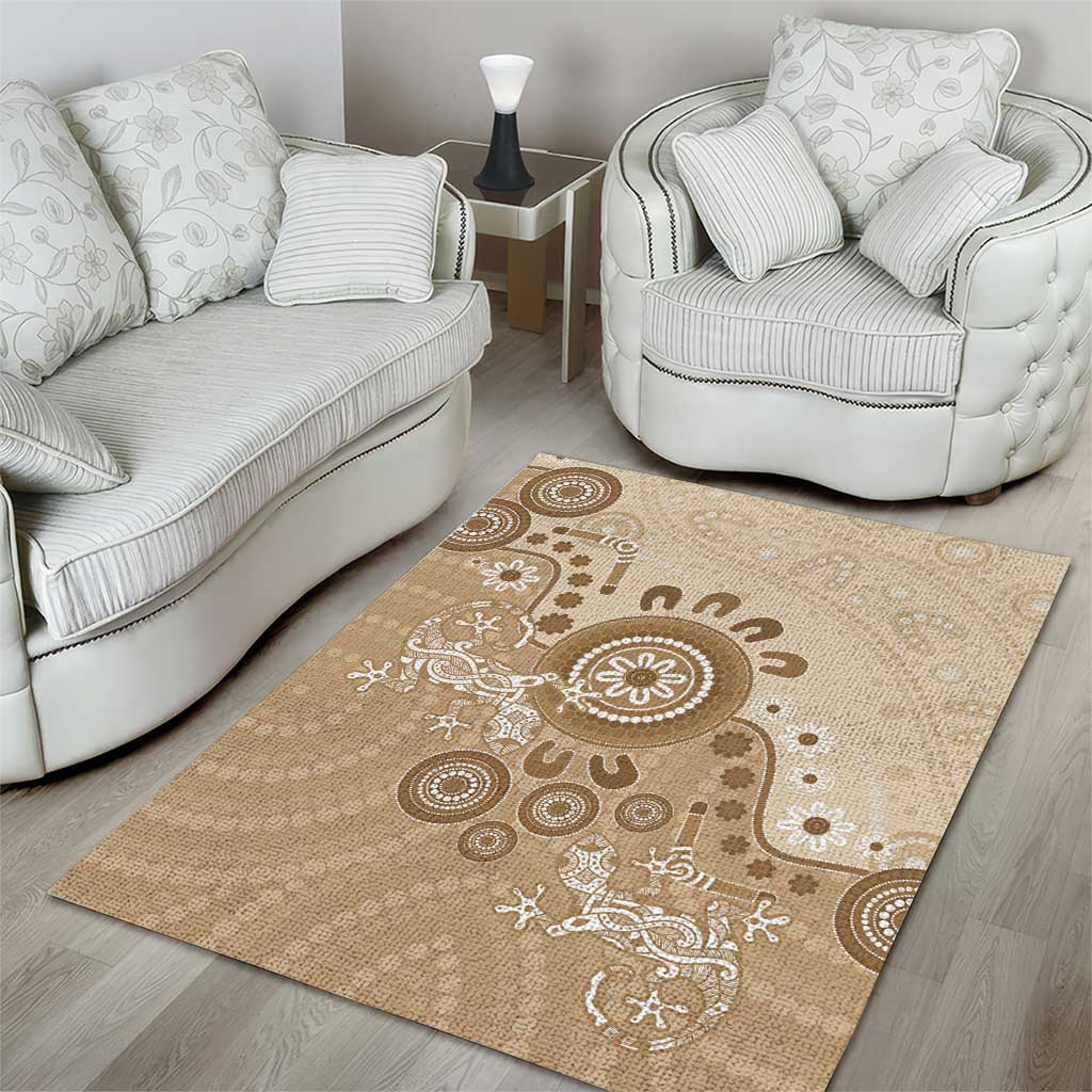 Beige Lizards Australia Area Rug Boomerang Indigenous Art - Vibe Hoodie