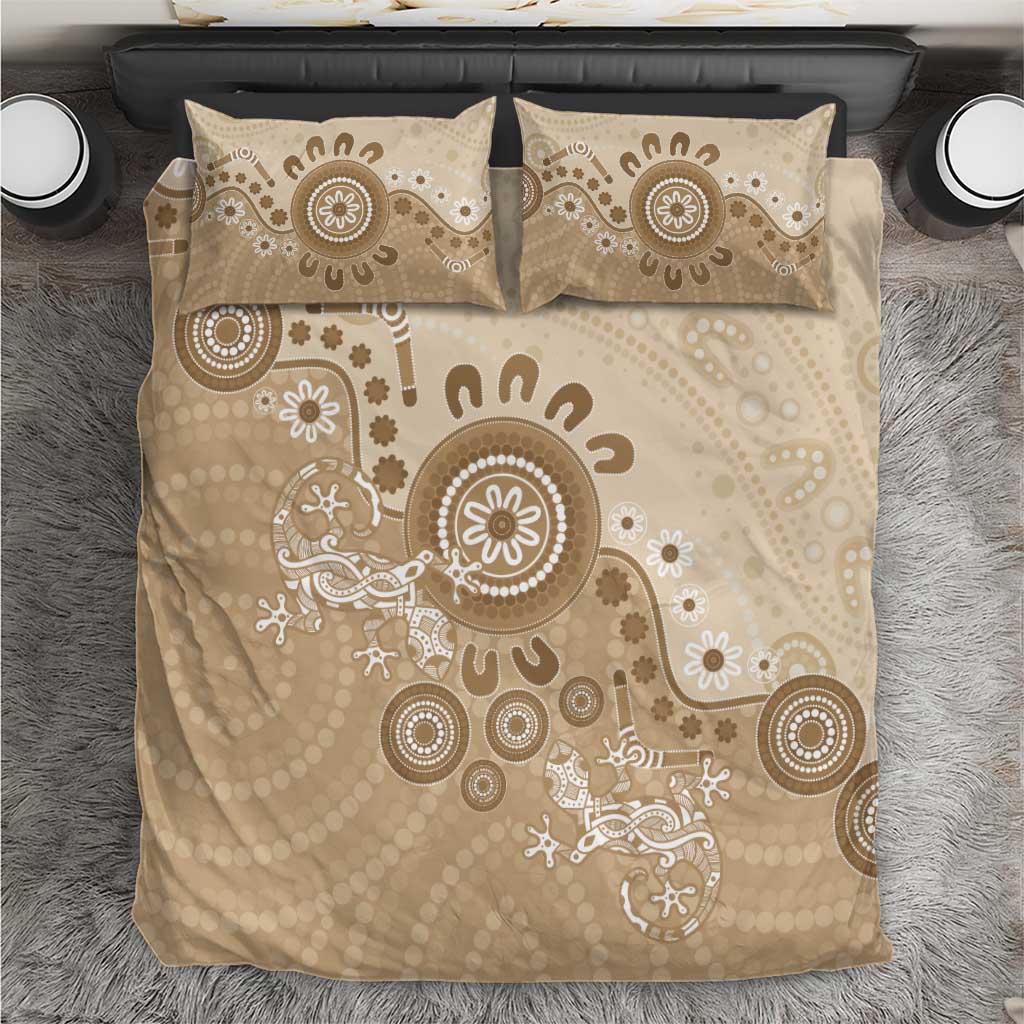 Beige Lizards Australia Bedding Set Boomerang Indigenous Art - Vibe Hoodie