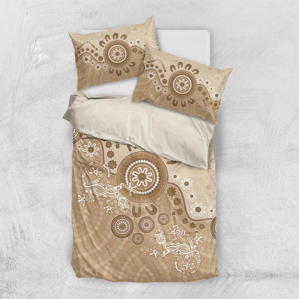 Beige Lizards Australia Bedding Set Boomerang Indigenous Art - Vibe Hoodie