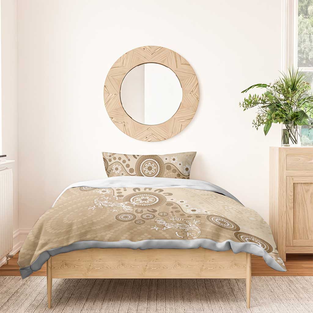 Beige Lizards Australia Bedding Set Boomerang Indigenous Art - Vibe Hoodie