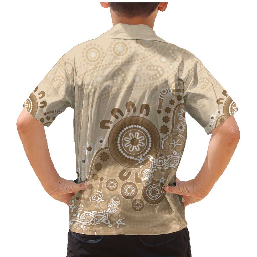 Beige Lizards Australia Family Matching Mermaid Dress and Hawaiian Shirt Boomerang Indigenous Art - Vibe Hoodie