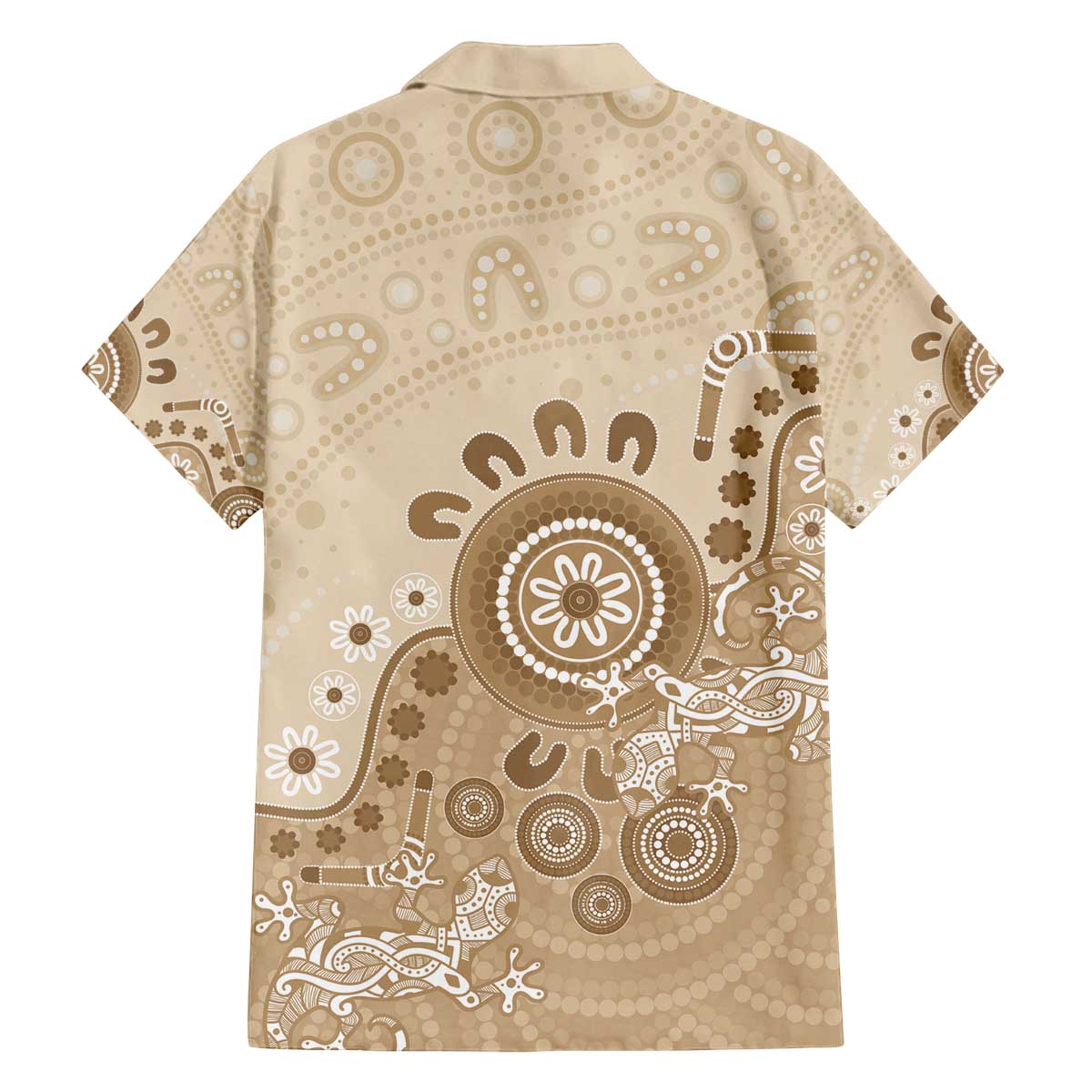 Beige Lizards Australia Family Matching Off The Shoulder Long Sleeve Dress and Hawaiian Shirt Boomerang Indigenous Art - Vibe Hoodie