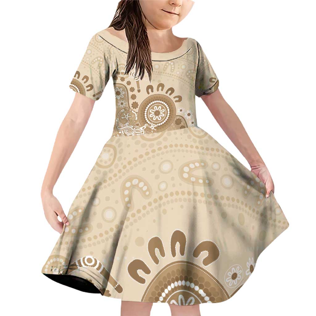 Beige Lizards Australia Family Matching Off Shoulder Short Dress and Hawaiian Shirt Boomerang Indigenous Art - Vibe Hoodie