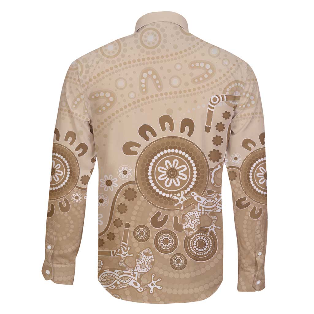 Beige Lizards Australia Family Matching Off Shoulder Short Dress and Hawaiian Shirt Boomerang Indigenous Art - Vibe Hoodie