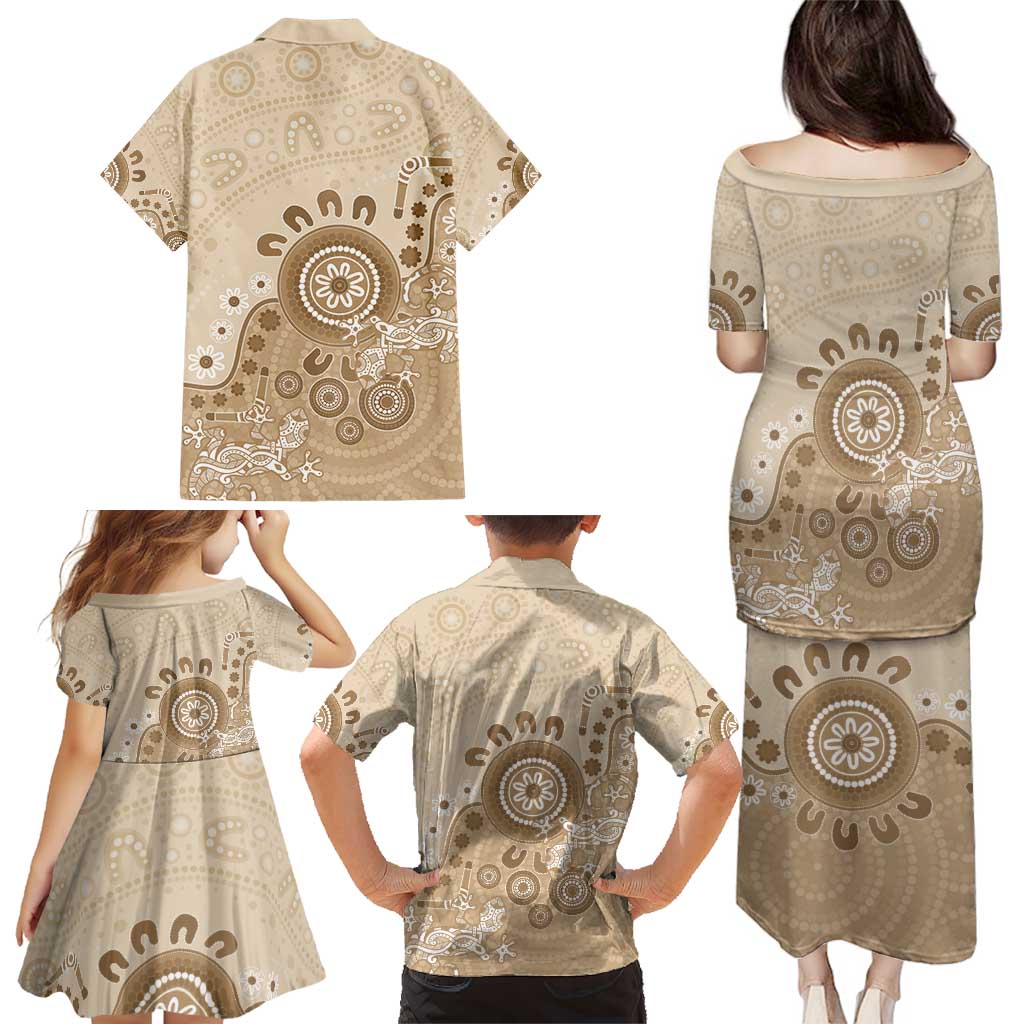 Beige Lizards Australia Family Matching Puletasi and Hawaiian Shirt Boomerang Indigenous Art - Vibe Hoodie