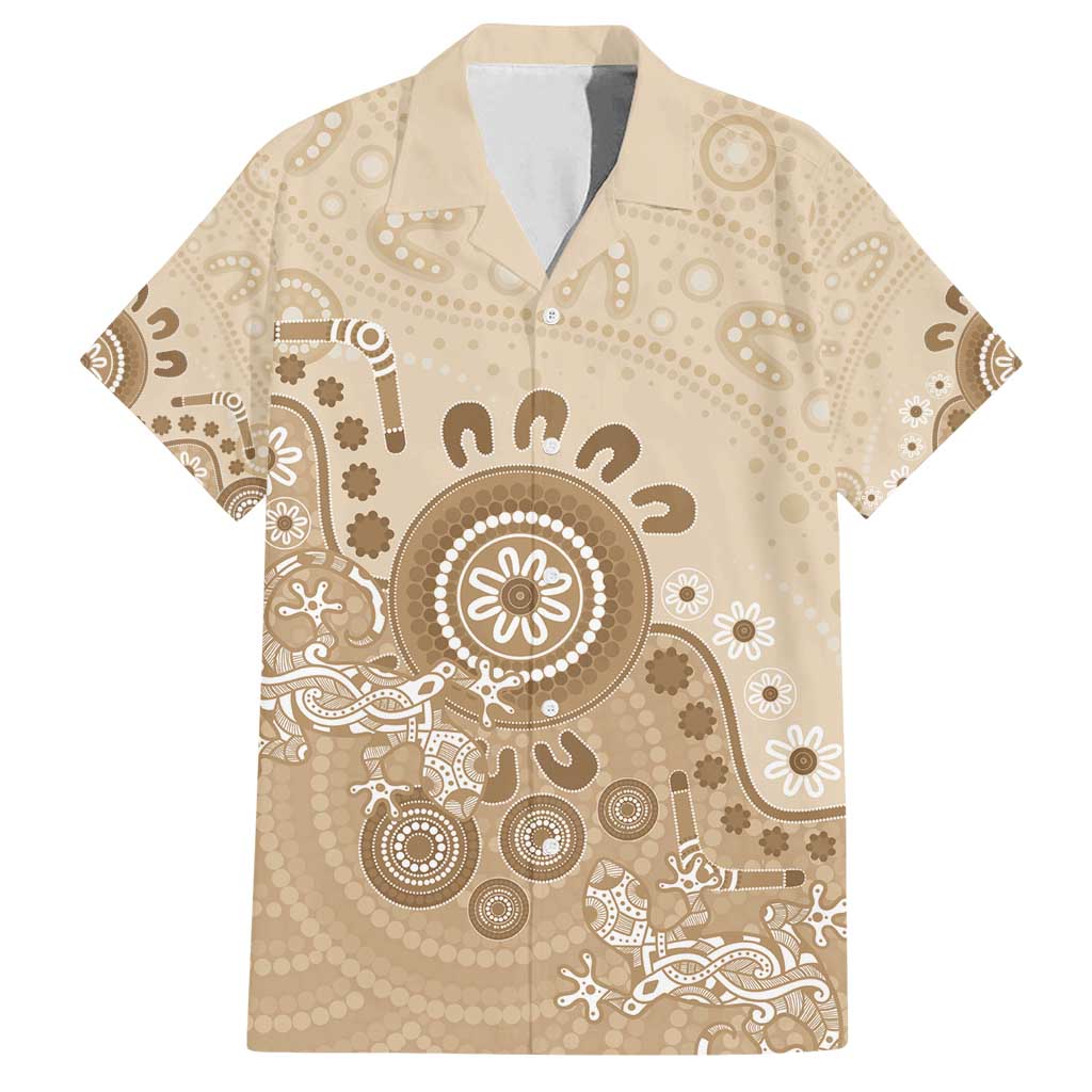 Beige Lizards Australia Family Matching Puletasi and Hawaiian Shirt Boomerang Indigenous Art - Vibe Hoodie