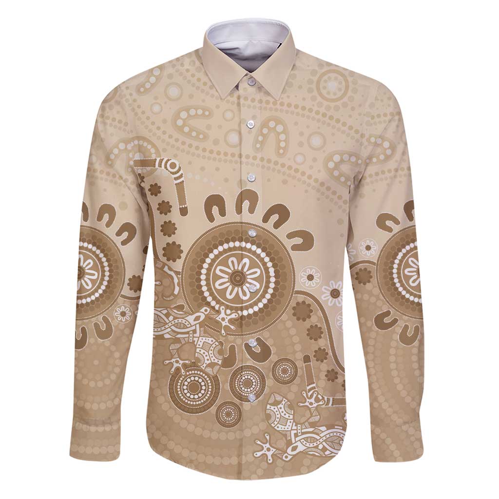 Beige Lizards Australia Family Matching Puletasi and Hawaiian Shirt Boomerang Indigenous Art - Vibe Hoodie