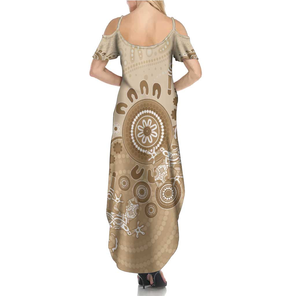 Beige Lizards Australia Family Matching Summer Maxi Dress and Hawaiian Shirt Boomerang Indigenous Art - Vibe Hoodie