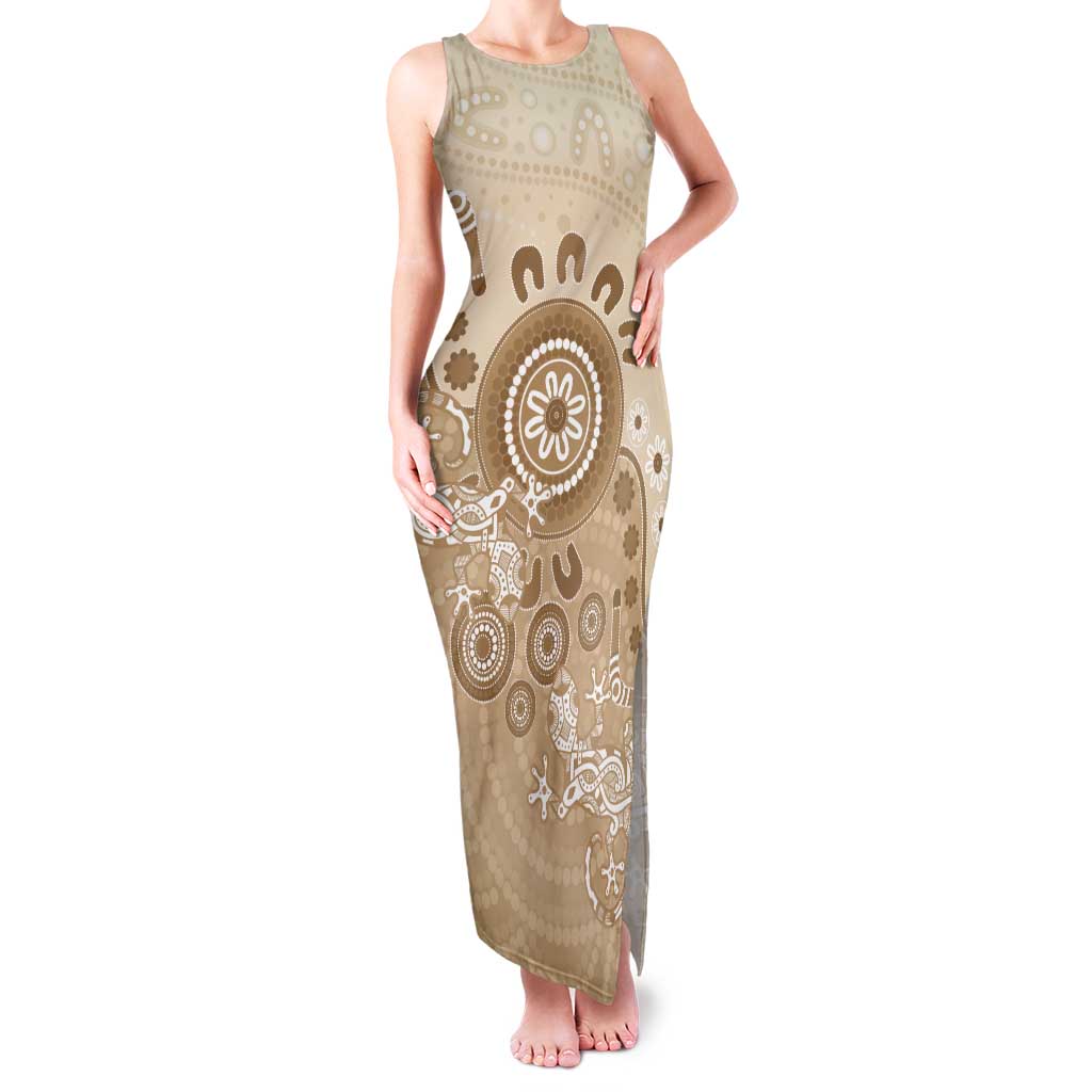 Beige Lizards Australia Family Matching Tank Maxi Dress and Hawaiian Shirt Boomerang Indigenous Art - Vibe Hoodie