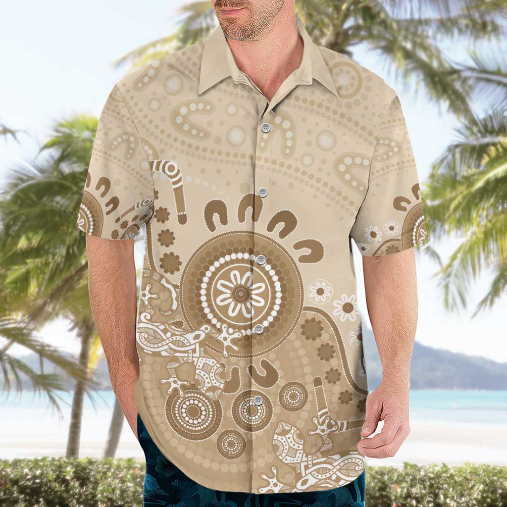 Beige Lizards Australia Hawaiian Shirt Boomerang Indigenous Art - Vibe Hoodie