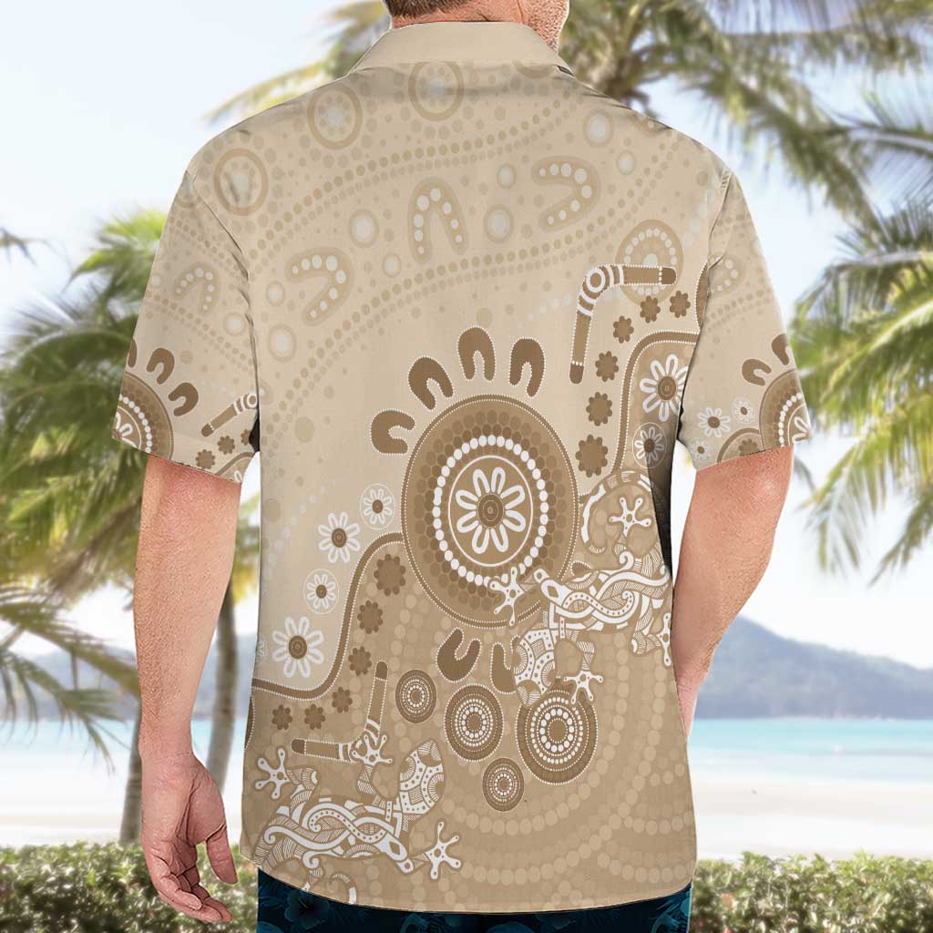 Beige Lizards Australia Hawaiian Shirt Boomerang Indigenous Art - Vibe Hoodie