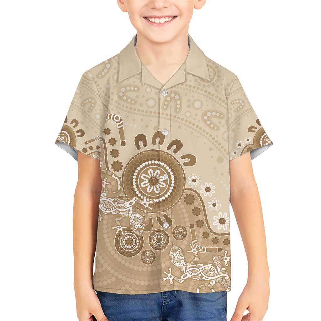 Beige Lizards Australia Hawaiian Shirt Boomerang Indigenous Art - Vibe Hoodie
