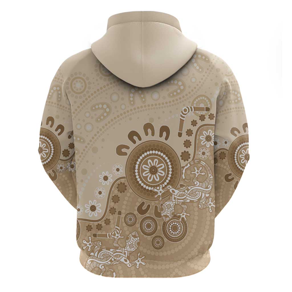Beige Lizards Australia Hoodie Boomerang Indigenous Art - Vibe Hoodie