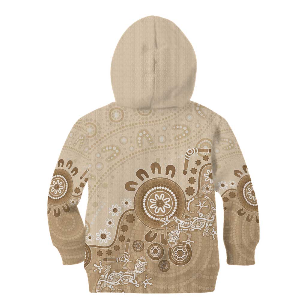Beige Lizards Australia Kid Hoodie Boomerang Indigenous Art - Vibe Hoodie