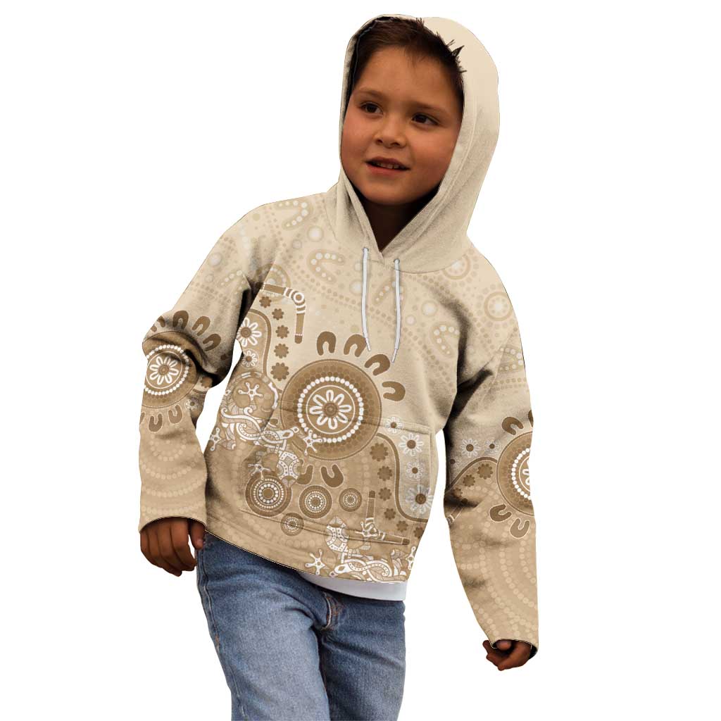 Beige Lizards Australia Kid Hoodie Boomerang Indigenous Art - Vibe Hoodie