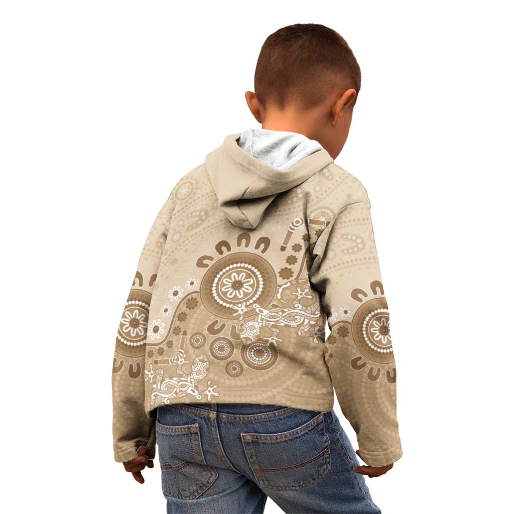 Beige Lizards Australia Kid Hoodie Boomerang Indigenous Art - Vibe Hoodie