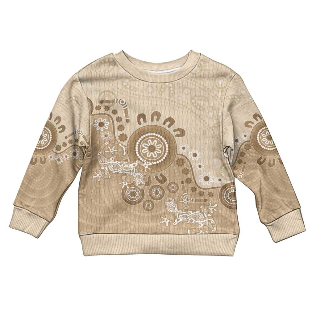 Beige Lizards Australia Kid Ugly Christmas Sweater Boomerang Indigenous Art - Vibe Hoodie