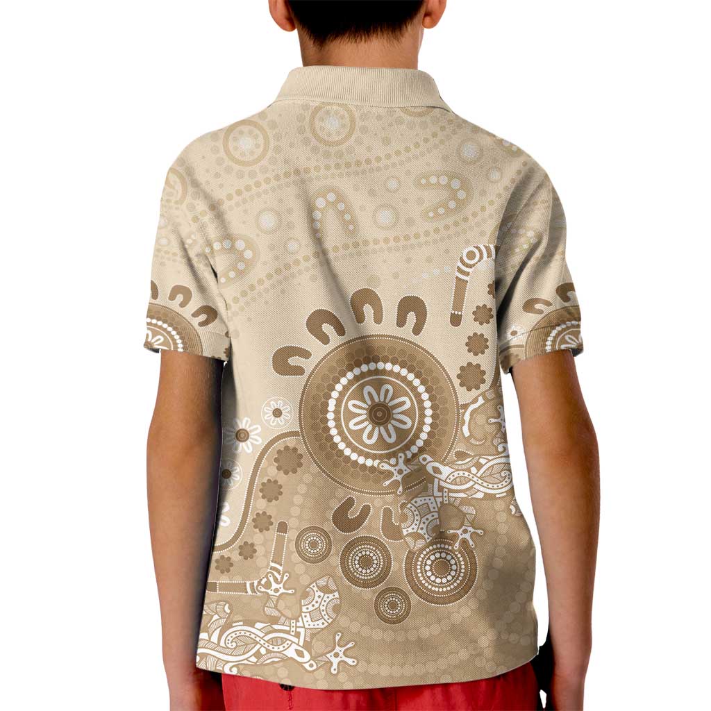 Beige Lizards Australia Kid Polo Shirt Boomerang Indigenous Art - Vibe Hoodie