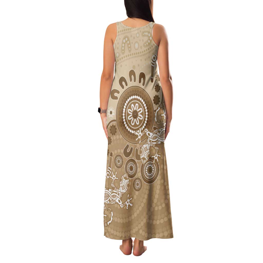 Beige Lizards Australia Tank Maxi Dress Boomerang Indigenous Art - Vibe Hoodie