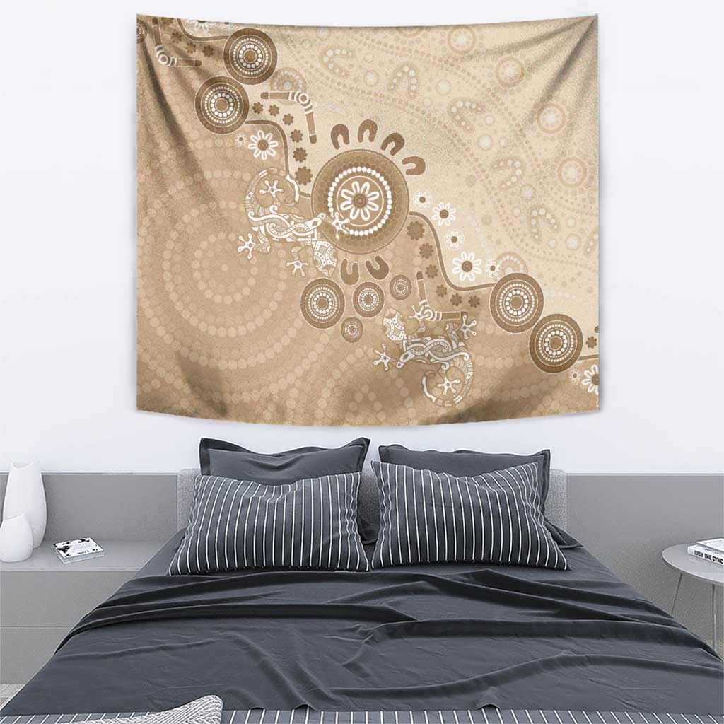 Beige Lizards Australia Tapestry Boomerang Indigenous Art - Vibe Hoodie