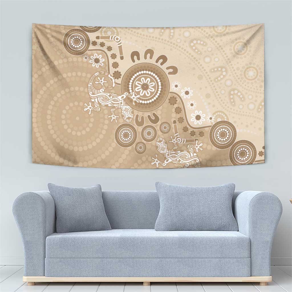 Beige Lizards Australia Tapestry Boomerang Indigenous Art - Vibe Hoodie