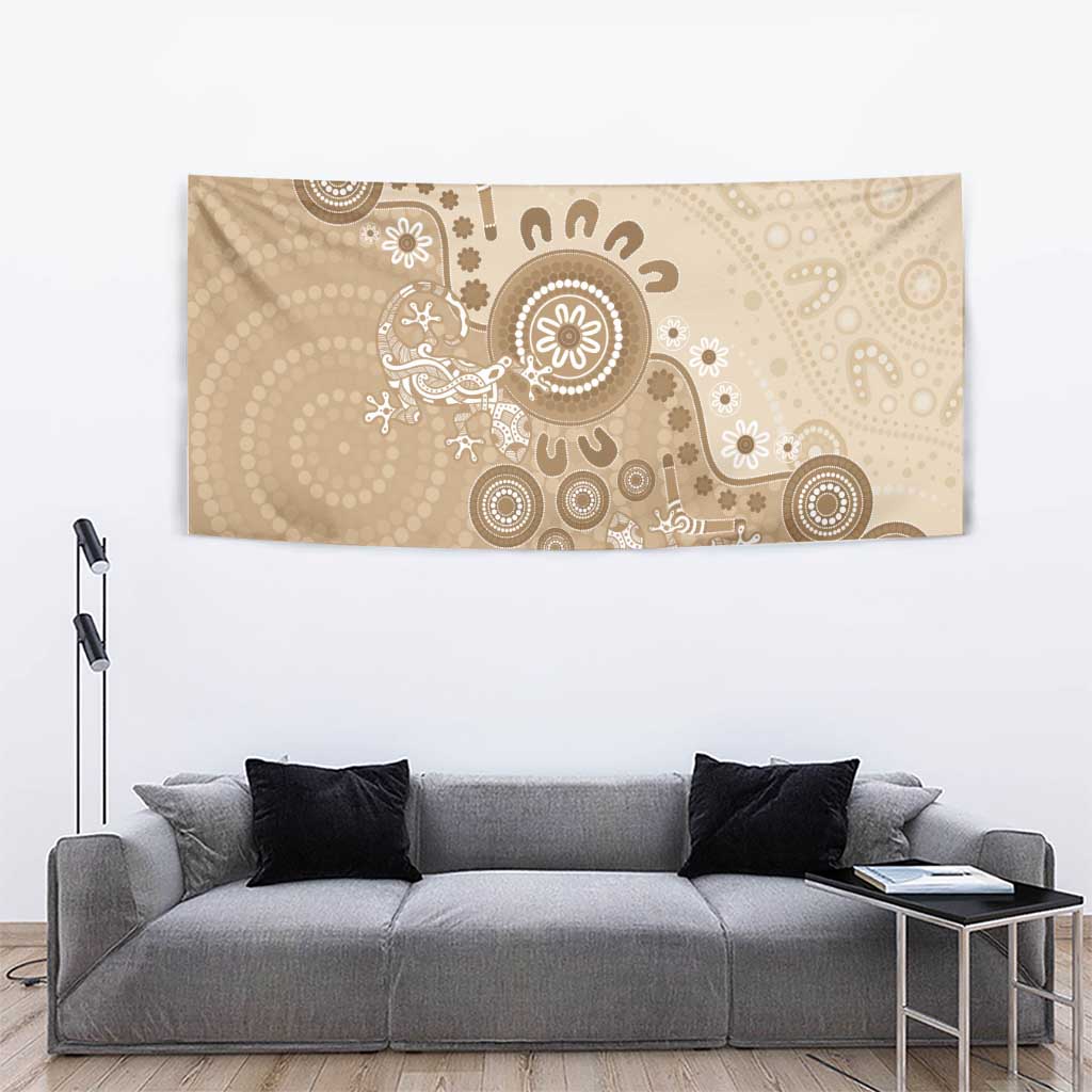 Beige Lizards Australia Tapestry Boomerang Indigenous Art - Vibe Hoodie