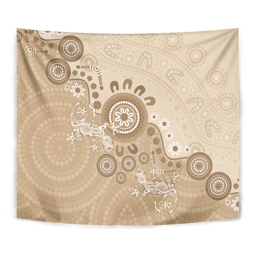 Beige Lizards Australia Tapestry Boomerang Indigenous Art - Vibe Hoodie