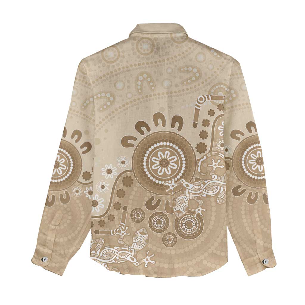 Beige Lizards Australia Women Casual Shirt Boomerang Indigenous Art - Vibe Hoodie