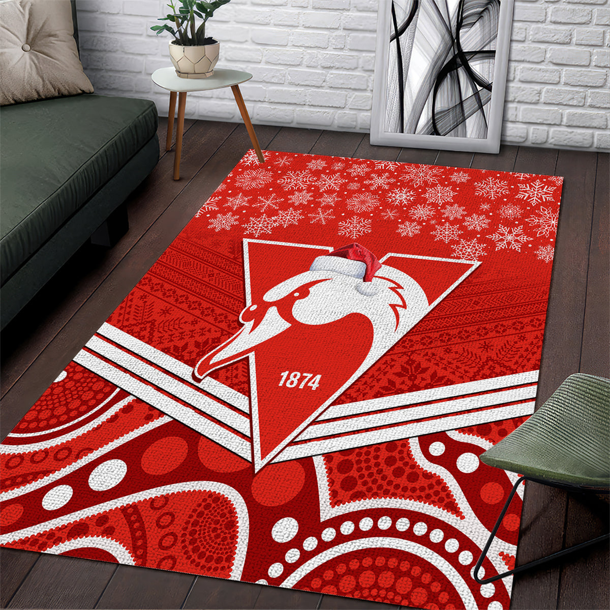 Swans Football Christmas Area Rug Merry Xmas 2023 Mix Aboriginal Art - Vibe Hoodie Shop