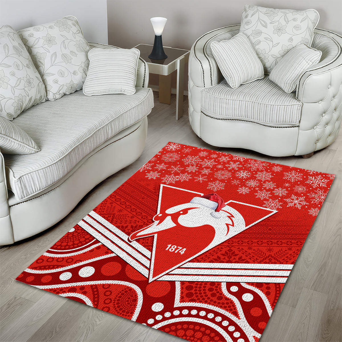 Swans Football Christmas Area Rug Merry Xmas 2023 Mix Aboriginal Art - Vibe Hoodie Shop