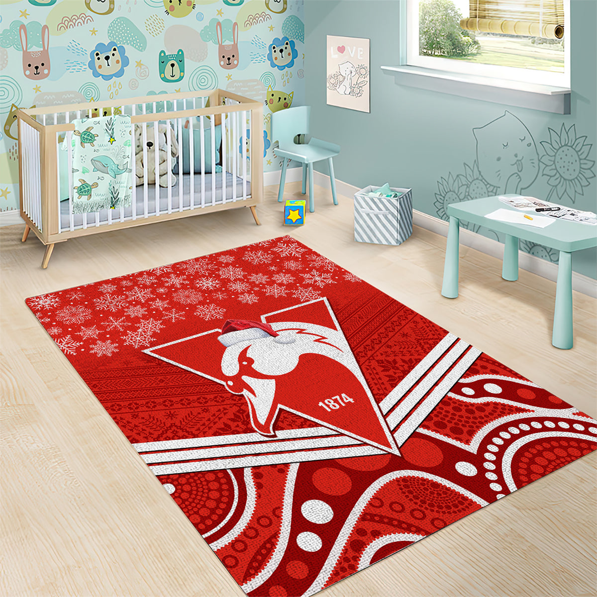 Swans Football Christmas Area Rug Merry Xmas 2023 Mix Aboriginal Art - Vibe Hoodie Shop