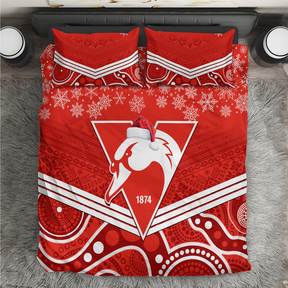 Swans Football Christmas Bedding Set Merry Xmas 2023 Mix Aboriginal Art - Vibe Hoodie Shop