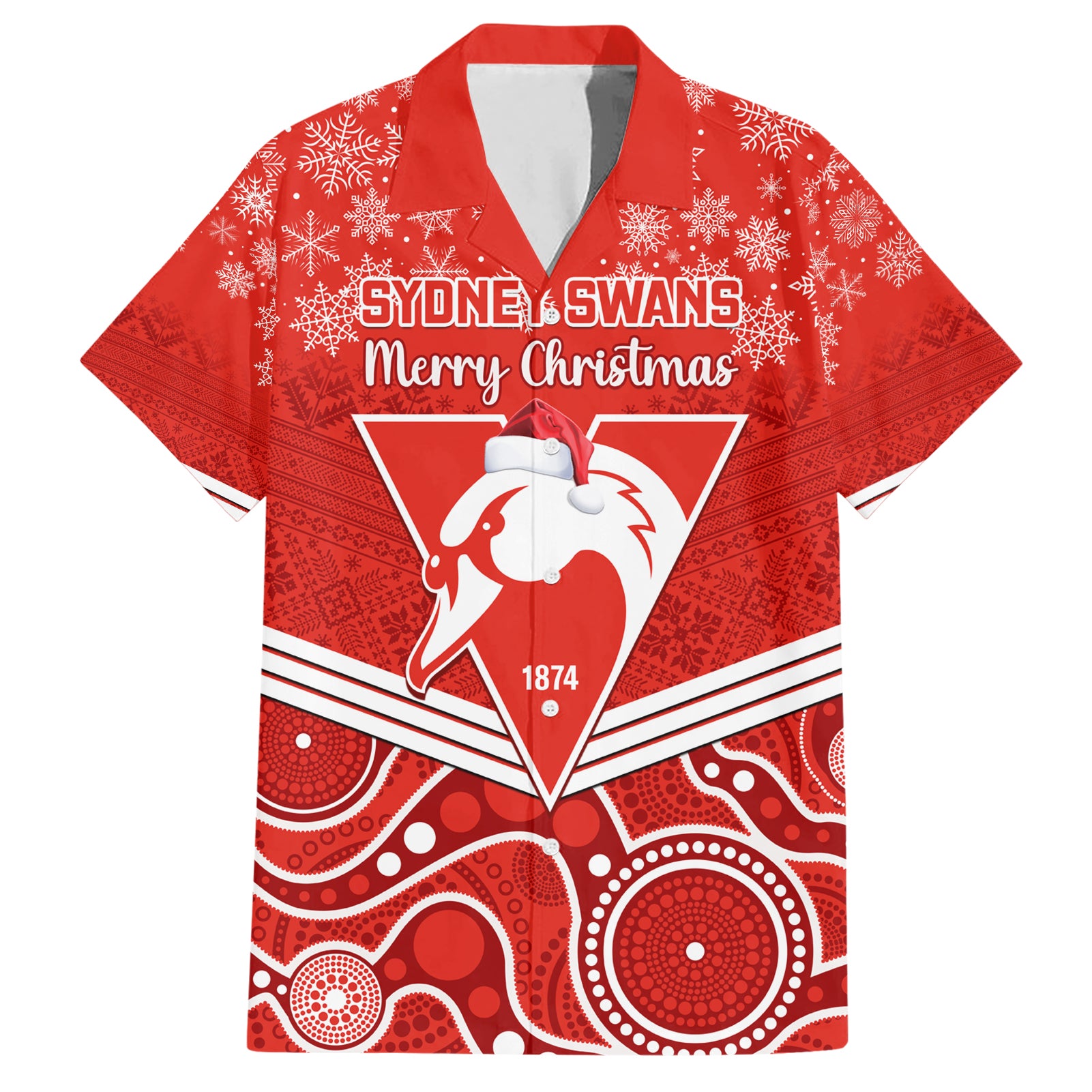 Personalised Swans Football Christmas Hawaiian Shirt Merry Xmas 2023 Mix Aboriginal Art - Vibe Hoodie Shop