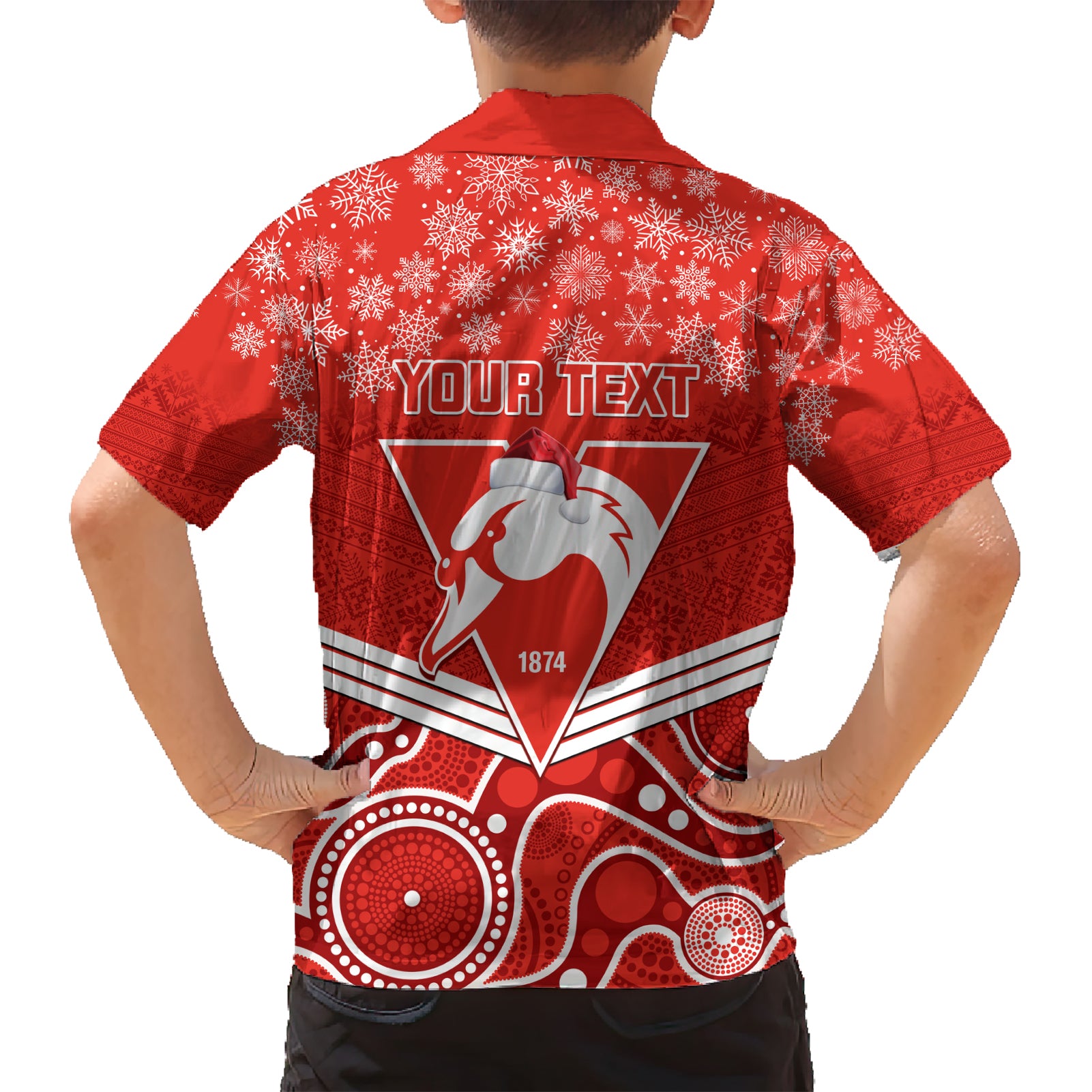 Personalised Swans Football Christmas Hawaiian Shirt Merry Xmas 2023 Mix Aboriginal Art - Vibe Hoodie Shop