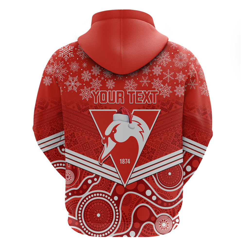 Personalised Swans Football Christmas Hoodie Merry Xmas 2023 Mix Aboriginal Art - Vibe Hoodie Shop