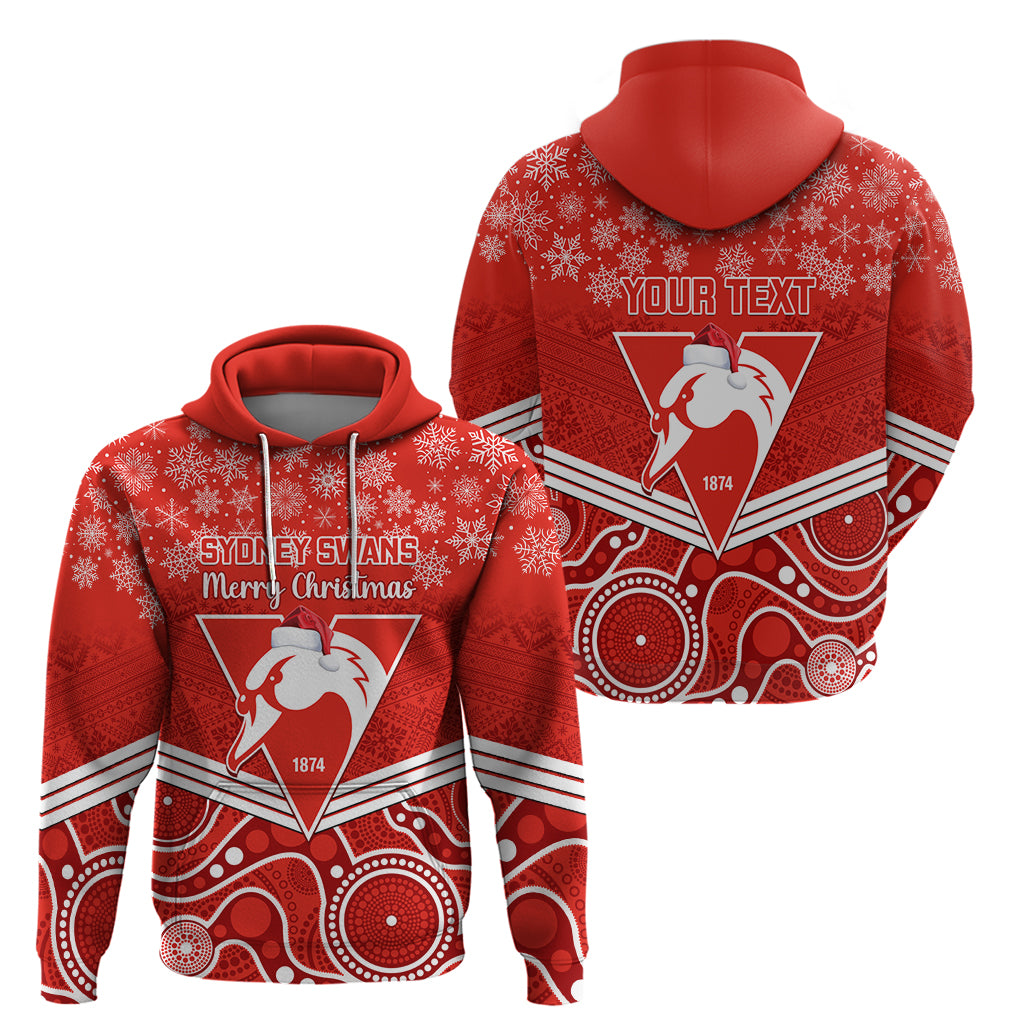 Personalised Swans Football Christmas Hoodie Merry Xmas 2023 Mix Aboriginal Art - Vibe Hoodie Shop
