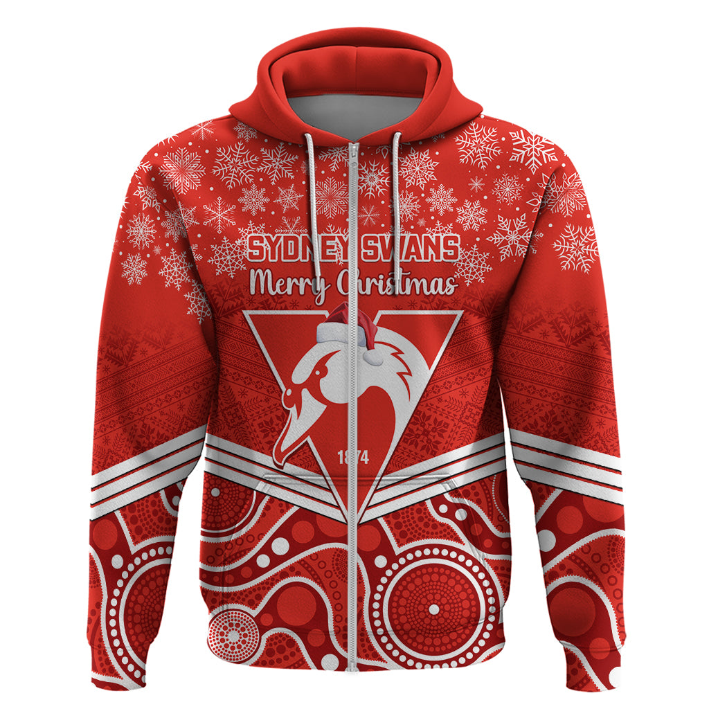 Personalised Swans Football Christmas Hoodie Merry Xmas 2023 Mix Aboriginal Art - Vibe Hoodie Shop