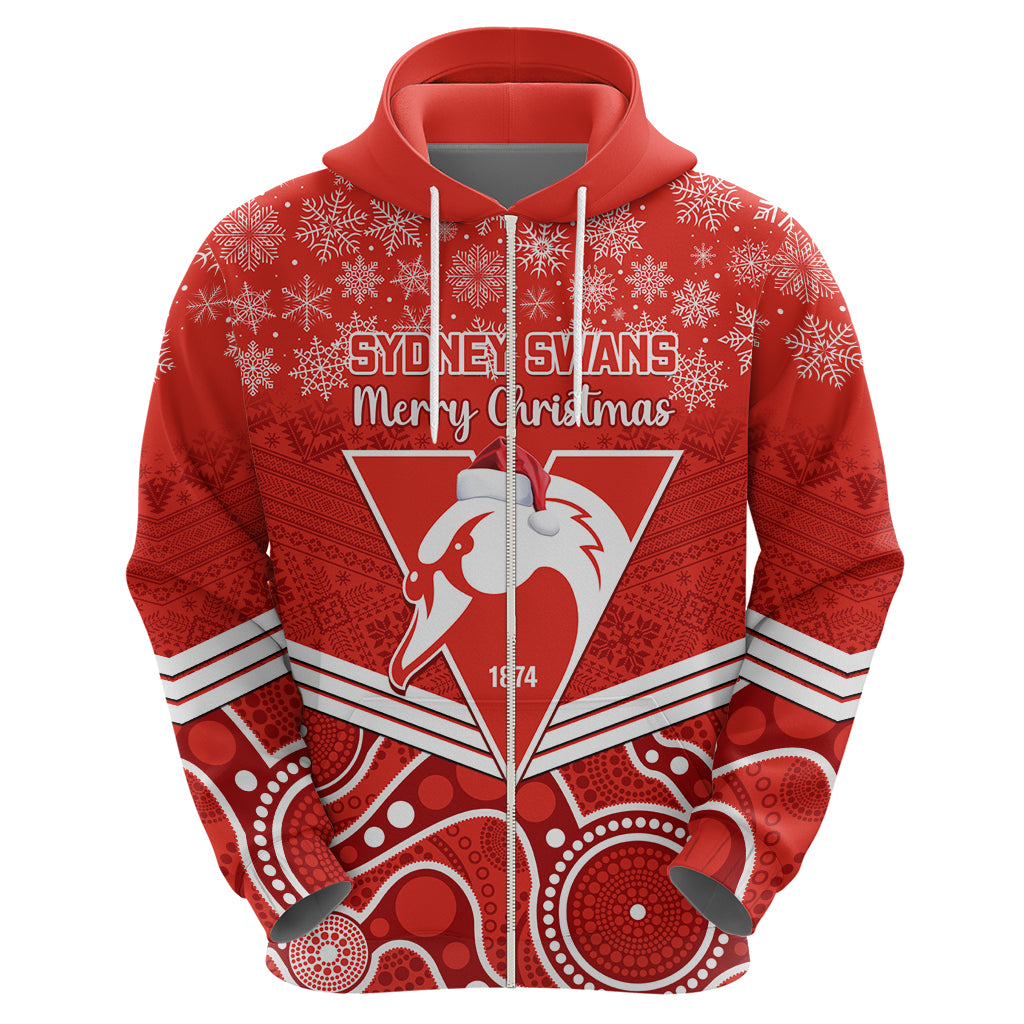 Personalised Swans Football Christmas Hoodie Merry Xmas 2023 Mix Aboriginal Art - Vibe Hoodie Shop