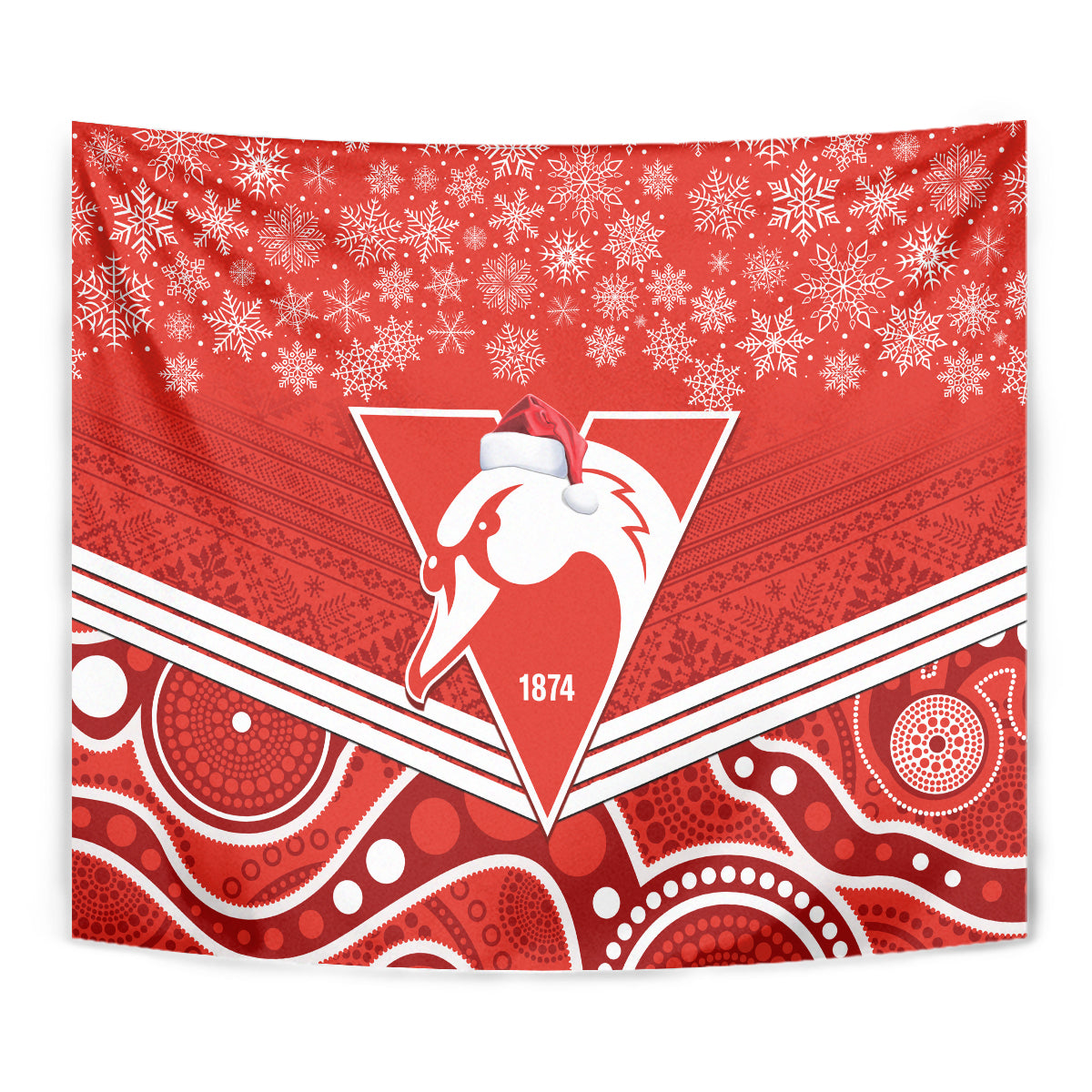 Swans Football Christmas Tapestry Merry Xmas 2023 Mix Aboriginal Art - Vibe Hoodie Shop