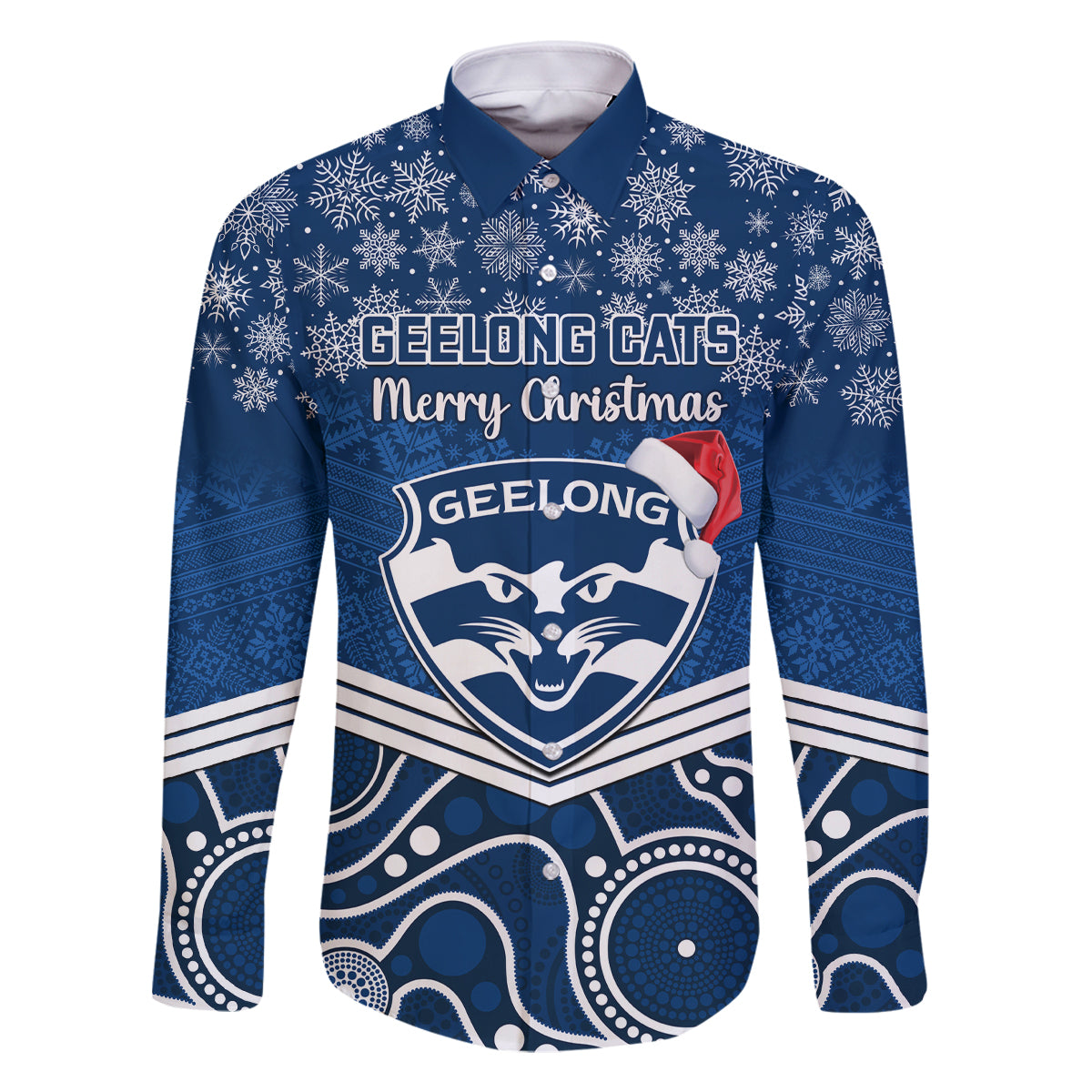 custom-geelong-football-christmas-family-matching-long-sleeve-bodycon-dress-and-hawaiian-shirt-merry-xmas-2023-mix-aboriginal-art