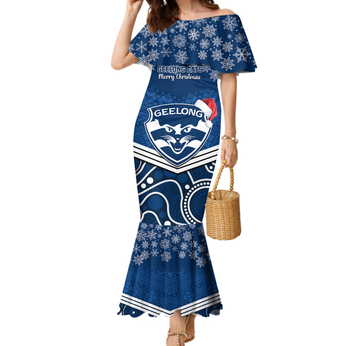 custom-geelong-football-christmas-family-matching-mermaid-dress-and-hawaiian-shirt-merry-xmas-2023-mix-aboriginal-art