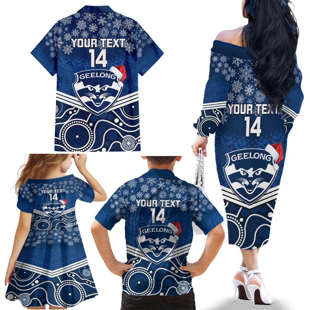 custom-geelong-football-christmas-family-matching-off-shoulder-long-sleeve-dress-and-hawaiian-shirt-merry-xmas-2023-mix-aboriginal-art