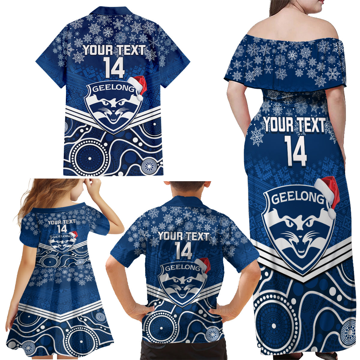 custom-geelong-football-christmas-family-matching-off-shoulder-maxi-dress-and-hawaiian-shirt-merry-xmas-2023-mix-aboriginal-art