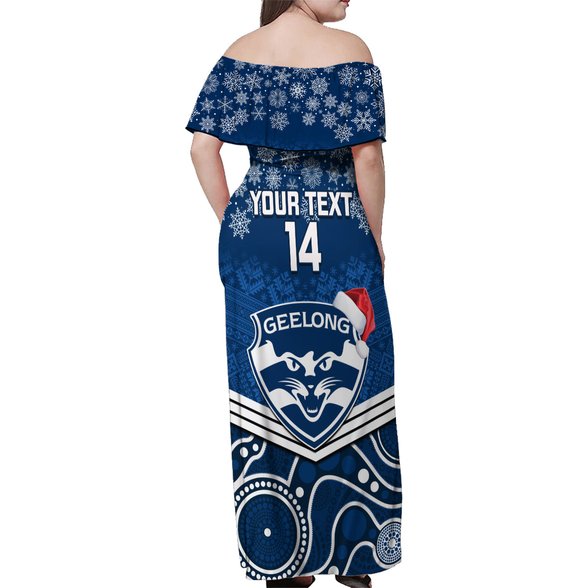 custom-geelong-football-christmas-family-matching-off-shoulder-maxi-dress-and-hawaiian-shirt-merry-xmas-2023-mix-aboriginal-art