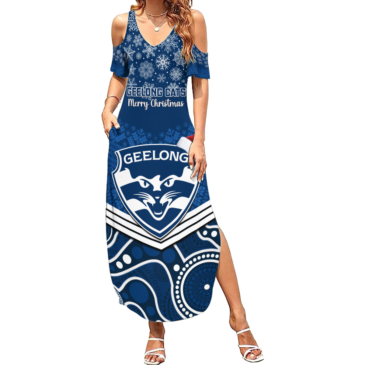 custom-geelong-football-christmas-family-matching-summer-maxi-dress-and-hawaiian-shirt-merry-xmas-2023-mix-aboriginal-art